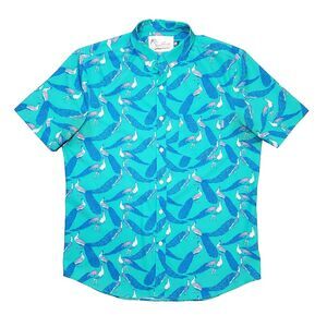 Chubbies Peacock‎ All Over Print Hawaiian Aloha Shirt Mens Large Blue Summer